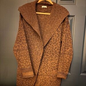 Style & Co, L, Brown leopard hooded sweater